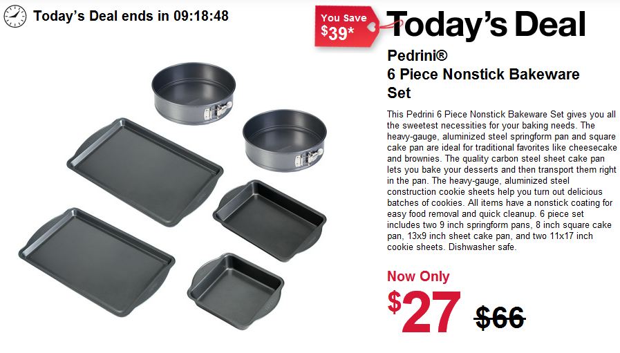 6 PC PEDRINI BAKEWARE SET just $27 – TODAY ONLY DEAL (REG. $66.00)