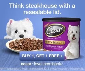 BUY ONE, GET ONE FREE CESAR CANINE CUISINE PRINTABLE COUPON
