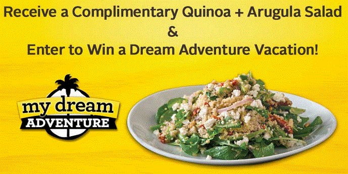 FREE QUINOA AND ARUGULA SALAD AT CALIFORNIA PIZZA KITCHEN