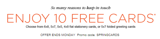 10 FREE SHUTTERFLY CARDS – JUST PAY SHIPPING AND HANDLING – THRU 4-8-2013