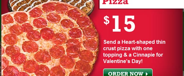 Send a heart-shaped pizza to your Valentine