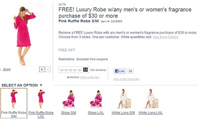 ULTA COUPON CODE DEAL – FREE LUXURY ROBE – FREE 10 pc BEAUTY BAG – $30 FRAGRANCES + FREE SHIPPING