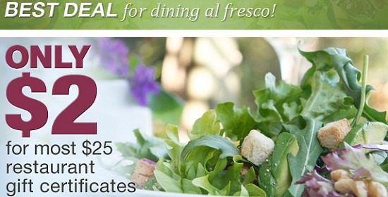 Restaurant gift certificate sale