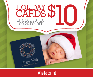 30 FLAT OR 20 FOLDED PERSONALIZED HOLIDAY CARDS FOR JUST $10 SHIPPED!