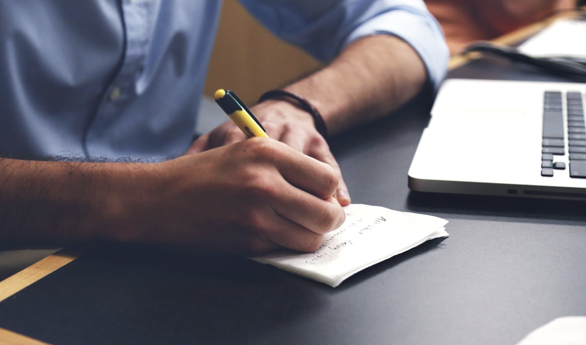 man writing