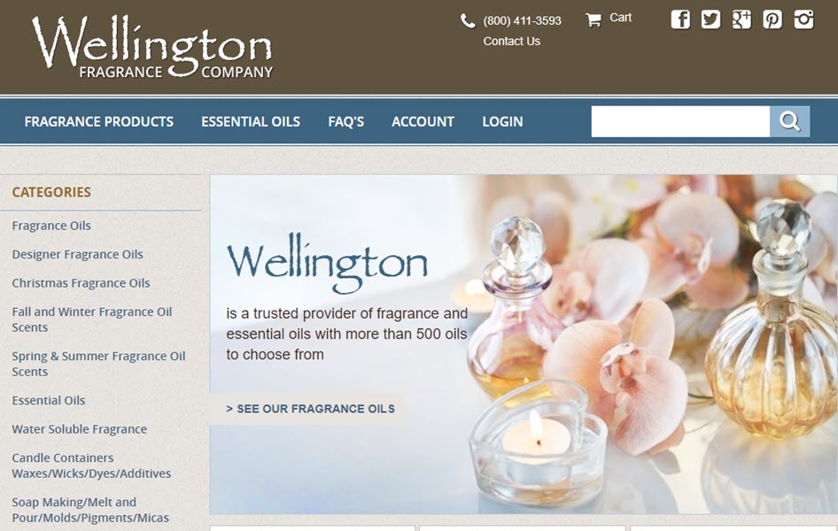 Screenshot of website of wellingtonfragrance.com compare to save on scents